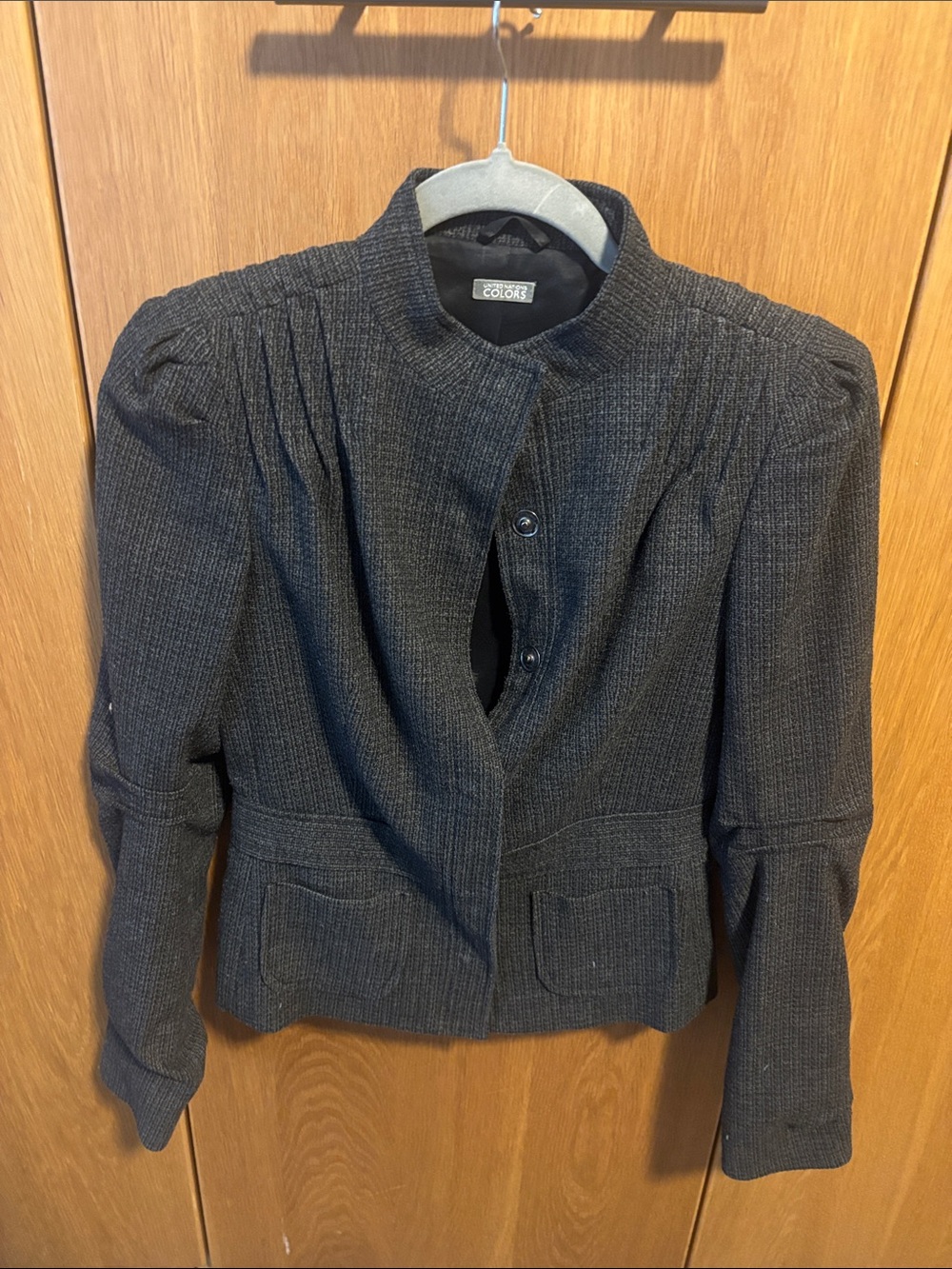 United Colors Of Benetton Women's Charcoal Textured Blazer